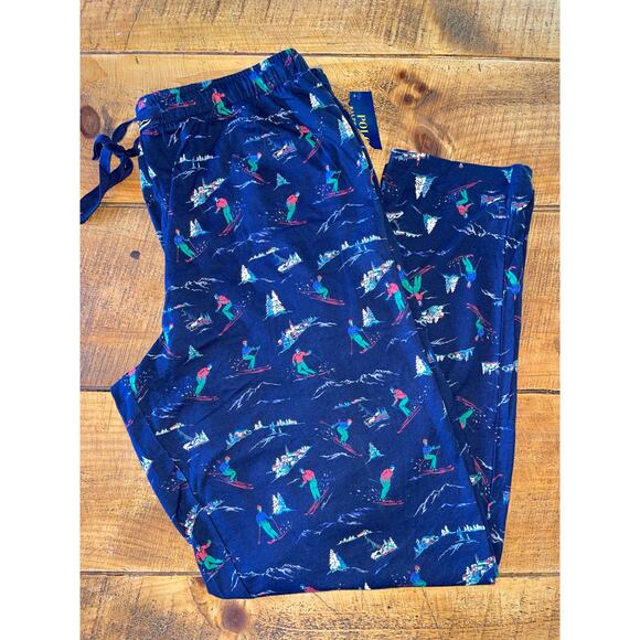 NWT Mens Polo Ralph Lauren Navy Ski Trees Winter Theme Soft Pajama Pants Size XL - Picture 2 of 9